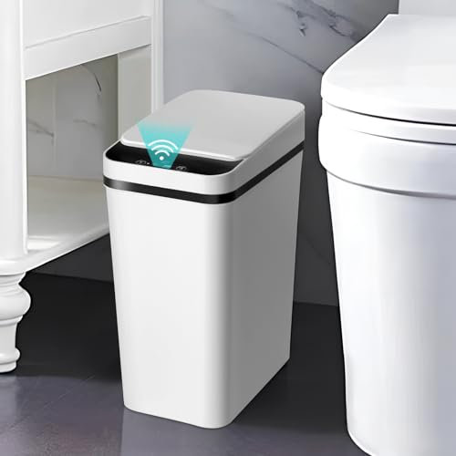 QCXWCJWD 12L Motion Sensor Trash Can, Touchless Automatic Lid, Slim Smart Can for Bedroom Bathroom Toilet Kitchen Office