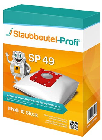 Staubsaugerbeutel SP49 kompatibel für Philips XD8122/10 Performer LED 8000 Series Philips XD8152/12 (10 Staubbeutel)