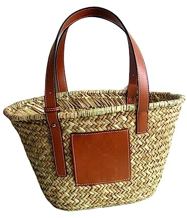 AYKANING Strohtaschen Damen,Korbtaschen Damen Sommer Strand Stroh Korb Taschen Casual Rattan Große Kapazität Tote Frauen Handtaschen Wicker Gewebt Lady Handtaschen(Brown Big)