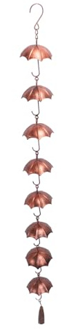 Buachois Regenschirm-Regenkette, 99,9 cm, 8 Tassen, Regenkette, dekorative Regenschirm-Regenkette, Glocke für Zuhause, Garten, Terrasse, Außendekoration, Dachrinnen, Fallrohre