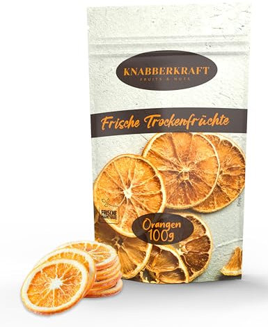 Knabberkraft Getrocknete Orangenscheiben 100g – Natürlicher Snack und Aroma-Kick | Perfekt für Tee, Desserts, Dekoration & mehr | Vitamin-C-reich & ohne Zusätze