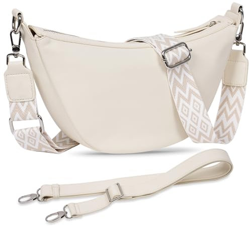 TIAASTAP Crossbody Bag Damen Moonbag Handtasche Umhängetasche klein Bauchtasche Schultertasche Crossbag Herren Damen Brusttasche mit 2 Breiter Gurt
