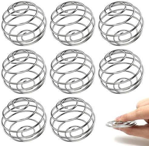 WPNCYK 8 Pcs Stainless Steel Circular Spring Balls, Shaker Balls, Protein Shaker Ball, Sports and Fitness Shaker, For Mixer Bottles, Wire Whisk Ball, Mixing Balls for Protein Shakes Formula(Silvery)