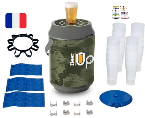 BEER UP MAX Nature Tireuse à bières portative - 20 verres - ceinture porte verres - Compatible fûts Beertender