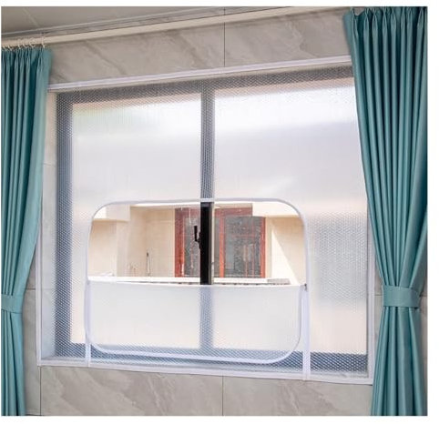 MNIHSFRTY Isolierfolie für Fenster, transparenter Kunststoff, Doppelschaumfolie, hält warm, Windschutzscheibe, Geräuschreduzierung, Reißverschluss, kein Stanzen, 50 Größen (Farbe: Klar, Größ