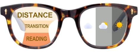 SKYWAY Progressive Multifocal Photochromic Reading Glasses Blue Light Blocking for Women Men,Transition Readers with Spring Hinge UV Protection(Tortoise, 2.5)