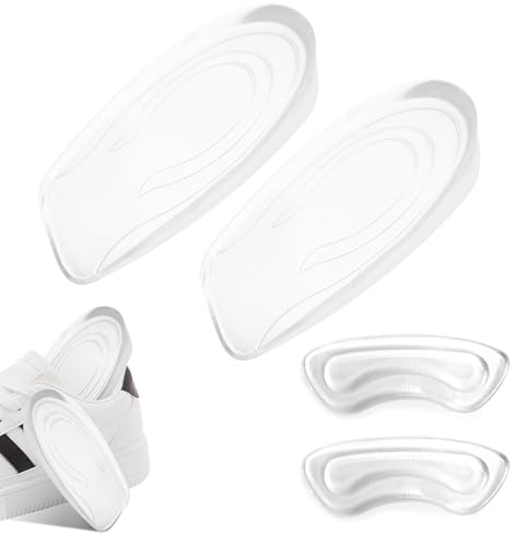 Talonnette Gel Silicone Semelle en Gel de 1cm Coussinets de Talon Protecteurs de Talon Semelle Rehaussante pour Soulager les fasciite plantaire Epine Calcaneenne Des Hommes et Femmes 2 Paire (1 cm)