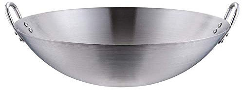 Grand wok professionnel non revêtu avec poignée en acier 65 cm