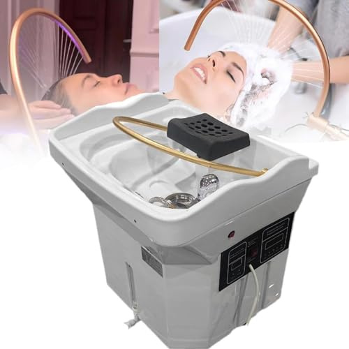 Equipo Spa Japonés Capacidad Almacenamiento Agua 60 L, Lavabo Champú Con Circulación Agua Y Función Terapia Luz, Lavabo Champú Extraíble Con Diseño Arco 180° Para Salones Y Spas