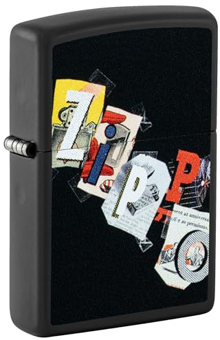 Zippo Sturmfeuerzeug - Letters, Black Matte, Color Image - Nachfüllbar - Wiederverwendbar - Windfestes Design - Geschenkbox - Made in USA