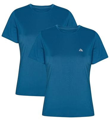 DANISH ENDURANCE Sportshirt Damen, Leicht & Atmungsaktiv, 1er & 2er Pack | Sport Oberteil, Leicht & Atmungsaktiv mit Meshnetz, Feuchtigkeitsableitend für Fitness, Yoga & Laufen
