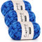 Coopay Chenille Wolle zum Häkeln, 3x100g Samtig Chenillegarn, Dicke Flauschige Weich Chenille Garn, Chenille Wolle, Weicher Plüschwolle Häkelgarn für Decken, Schals - Königsblau