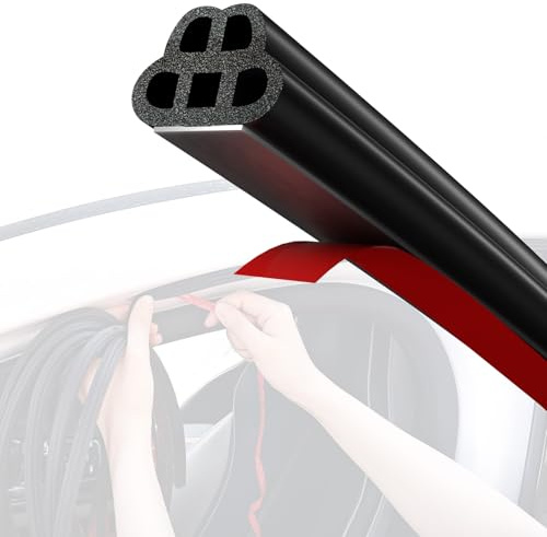 Hzetuu 21.5m Juntas de Goma Puerta Coche - Burlete Puerta Coche Universal | Tira de Sellado Antiruido, Impermeable, Resistente y Autoadhesivo, para Puertas, Ventanas, Maletero, Capó