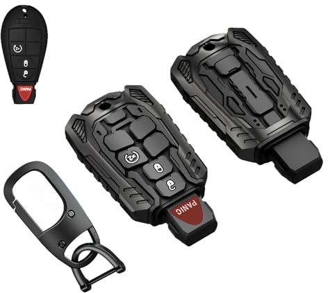 Heavy Duty Zinc Alloy Key Fob Cover, Accessories, Key Fob Case, Keychain Compatible with 2008 2009 2010 2011 2012 2013 2014 2015 2016 2017 2018 Dodge Ram 1500 2500 3500