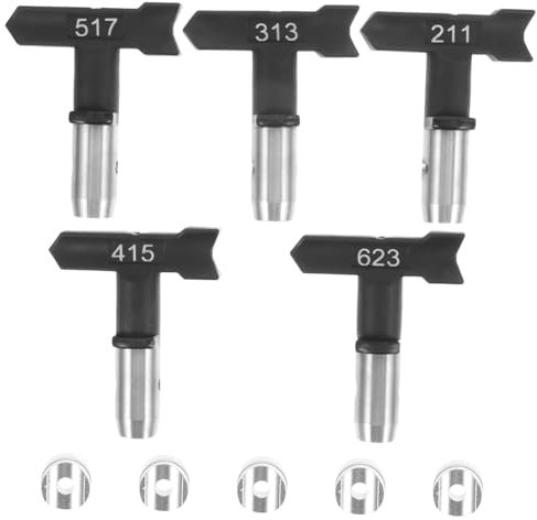 EXCEART 5 Stück Düsenpistolenkopfset sprühen Airless-Farbspritzdüsen Sprühspitzen Tipps Spritzpistole Sprühfarbe Düsen Airless-Sprühspitze Sprühdüsenspitze Rostfreier Stahl Schwarz