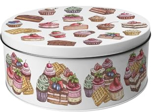 Purely Home Something Sweet Small Cake Tin - Cupcakes & Brownies Kitchen Gifts - Round Metal Storage Container for Baking 18 x 7cm