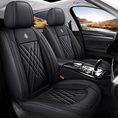 LKIOPSA Auto Sitzbezüge Set für VW Taigo/Taigo R-Line SUV Crossover, Allwetter PU Leder Auto Schonbezüge, Wasserdicht Atmungsaktiv Sitzschoner Auto Innenraum Zubehör,A Full Black