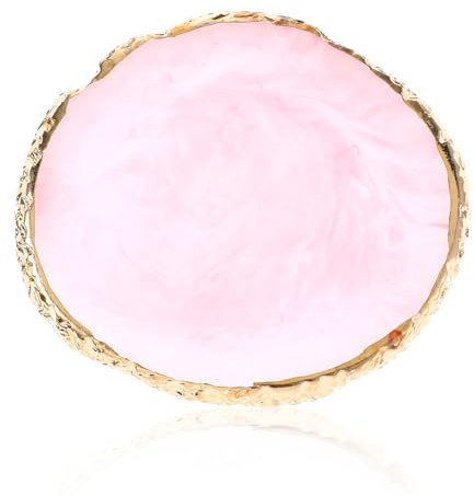 Harz Nail Art Palette,Maniküre Gemalt Palette,Goldener Rand NagellackPalette,Nail Art Make Up Paletten Display Fach Nagel DIY Zubehör(Rosa)