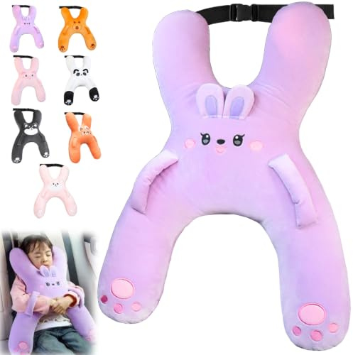 AUNGCSHE Cuscino a forma di H per auto, cuscino da viaggio per bambini, adatto per viaggi, aereo, treno, viaggi in auto (viola)