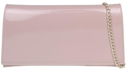 Girly Handbags Pochette da donna in ecopelle verniciata con manico superiore, borsa versatile da sera per matrimoni, feste, eventi formali, Rosa pallido, W 26, H 14, D 6 cm (W 10, H 6, D 2 inches)