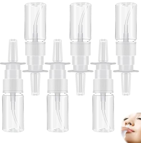 6pcs Nasal Spray Bottles, 10 ml Empty Rhinitis Care Sprayer Nose Mist Sprayer Nose Spray Refillable Bottle with Nozzles, Direct Spray Container for Water, Saline Solution, Perfume, Home, Travel
