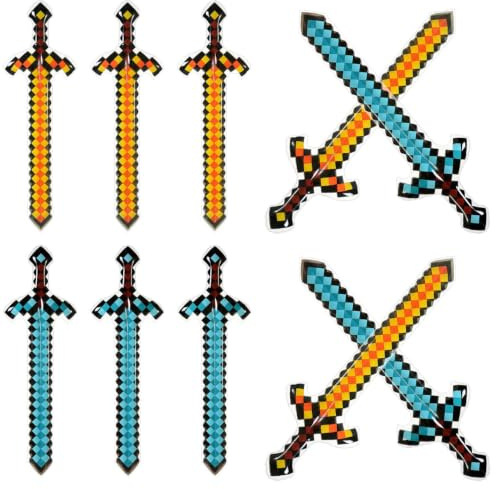 10 Pezzi di Spade Gonfiabili, Spade Pixel Gonfiabili, Giocattoli Spada da Pirata per Bambini, Spada Giocattolo Gonfiabile da 63 cm, per Compleanni, Halloween, Cosplay, Accessori per Feste