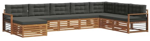 vidaXL Sofagarnituren 8 pcs Natur und Anthrazit Massivholz Akazie, Garten Lounge, modernes Outdoor Sofa, strapazierfähiges sectional, Terrassenmöbel für Bequeme Sitzgelegenheiten