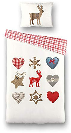 Byrklund Baumwoll-Wende Bettwäsche Lillehammer Größe 135x200+80x80 cm Farbe Off-White