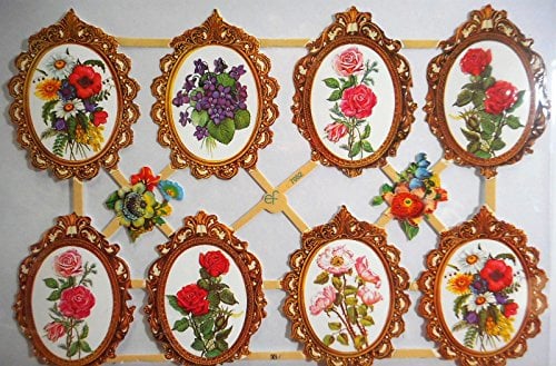 Glanzbilder Blume Rose Ornament EF 7052 Oblate Posiebilder Scrapbook Deko GWI 553