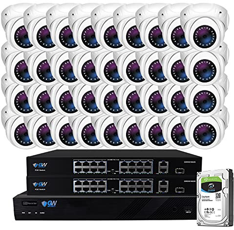 GW Security 32 Channel 4K NVR 5MP H.265 IP Surveillance Camera System with 32 Pieces Super HD 1920P Weatherproof PoE Security Dome Cameras
