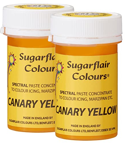 Sugarflair Spectral Canary Yellow Food Colouring Paste, Highly Concentrated for Use with Sugar Pastes, Buttercream, Royal Icing or Cake Mix, Vibrant Colour Dye - 25g (Pack of 2)