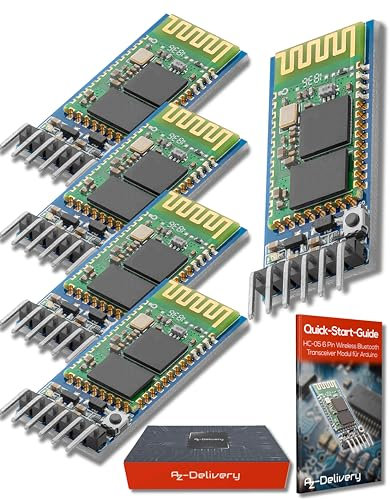 AZDelivery 5 x HC-05 HC-06 Bluetooth Wireless RF-Transceiver-Modul RS232 serielle TTL kompatibel mit Arduino und Raspberry Pi inklusive E-Book!