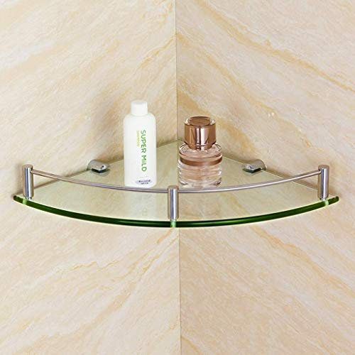MKKSLR Glas Badezimmer Regale, Duschregal 304 Edelstahl Wand Single Storage Eckkorb 4,4 (Größe: 280mm)