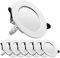 Foco Empotrable Led Techo, Luz Blanco Frío 6000K, 7W Equivalente a Halógena 70W, Downlight Redondo Extraplano, Blanco Super Slim Aluminio Metal, Ojos de Buey de Led, 6 Pack