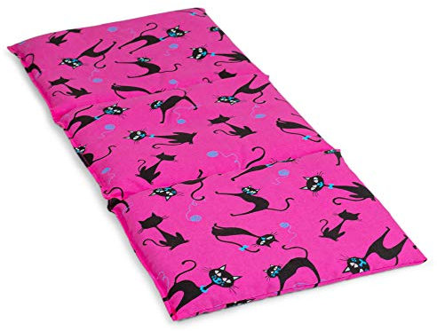 GIRAFFENLAND Bio-Dinkelkissen 20x50cm groß 3-Kammer. Katzen-pink. Wärmekissen Körnerkissen