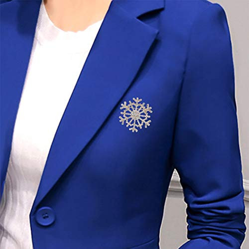 Yienate Modische Strass-Brosche mit Schneeflocken-Motiv, Kristall, Kragennadel, Weihnachtsschmuck, Geschenke für Damen und Herren (Gold)