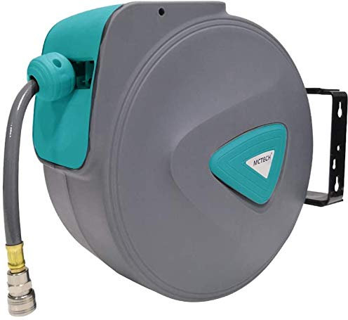 UISEBRT 20m Druckluftschlauch Aufroller Schlauchtrommeln Druckluft Automatik Schlauchaufroller mit Schnellkupplung Wandschlauchhalter Grau