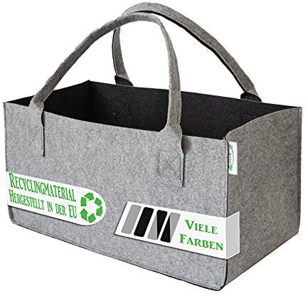 1 Stück Filztasche für Einkaufstasche Kaminholztasche Kaminholzkorb Filz Zeitungsständer Zeitungskorb (Grau/Schwarz)