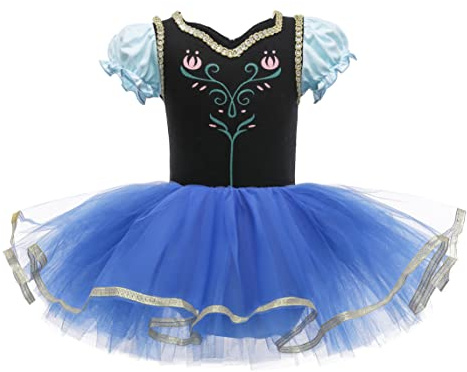Lito Angels Déguisement Robe Tutu Ballerine Princesse Fille, 2-8 ans | Encolure carrée, manches bouffantes, tutu multicouche, ballet, carnaval, anniversaire, déguisement Halloween