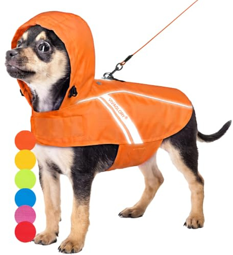 VIVAGLORY Hunderegenmantel Wetoff Regenmantel Hund, XXS, Orange | Hunde Regenmantel Hunderegenmantel Reflektierend Regenjacke Hunderegenjacke, Wasserdicht Regenjacken für Hunde