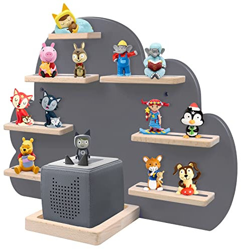 Dreamhigh® Kinder Regal kompatibel mit Toniebox und kompatibel mit Tonies für über 30 Figuren Magnetisches Wandregal, zum Spielen und Sammeln, für Kinder Baby Zimmer (Grau)