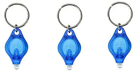 Lot de 3 mini porte-clés lampe torche UV à LED avec détecteur de billets Bleu