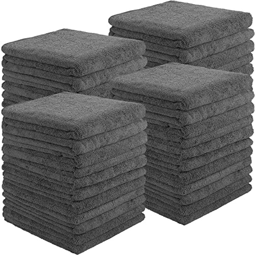 Shimeyao 40 Stück bleichsichere Handtücher, Mikrofaser, saugfähig, widerstandsfähig, schnell trocknend, für Friseure, Fitnessstudio, Bad, Spa, Rasur (Grau, 40,6 x 73,7 cm)