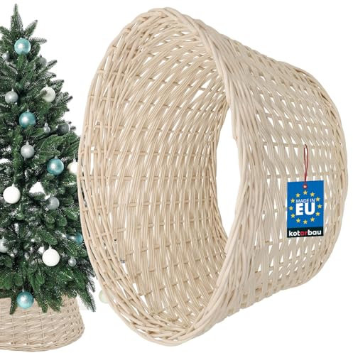 KOTARBAU® Panier de Sapin de noël Ø 50 cm Housse pour Sapin de Noël en Osier Support pour Sapin de Noël en Rotin Naturel Housse Cache Pied Sapin de Noel Osier rotin Sapin Osier Jupe Sapin Cache Sapin