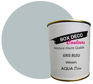 BOX DECO COULEURS Peinture murale acrylique aspect velours Aqua Déco - 750ml, Gris Bleu