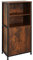 tectake Highboard mit 2 offenen Fächern und Schrank, 60 x 38 x 125 cm, Holz Bücherschrank im Industrie-Design, für Wohnzimmer Küche Büro, schwarzes Metallgestell (Industrial Dunkelbraun)