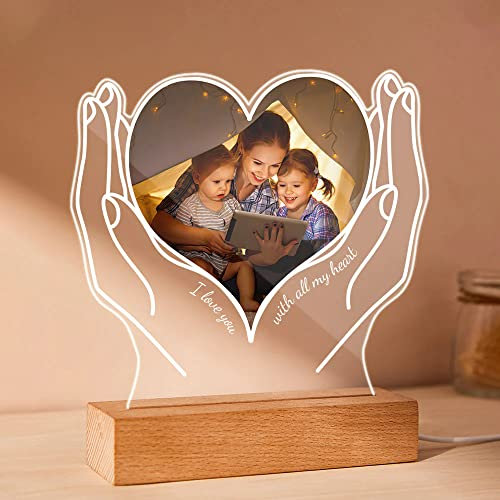 VEELU Herz Nachtlicht Foto Nachtlampe Personalisiert Geschenke für Mama und Kinder Pärchen Fotogeschenke Familiengeschenke zum Muttertag Jahrestag Geburtstag Weihnachten