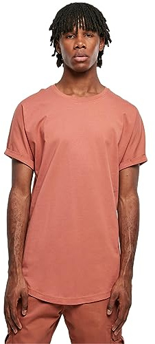 Urban Classics Herren T-Shirt Long Shaped Turnup Tee, lässiges T-Shirt für Männer, in langem Schnitt, erhältlich in vielen Farben, Terracotta, L