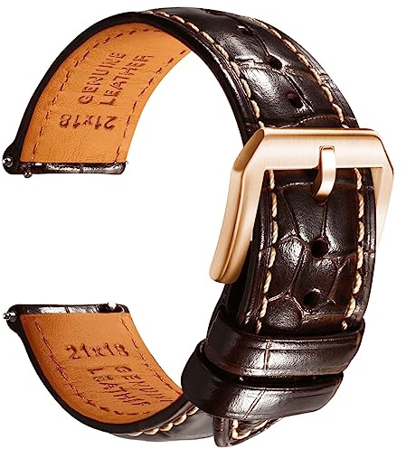 Leder Uhrenarmband Herren Schnellwechsel Alligatorprägung - Dornschließe