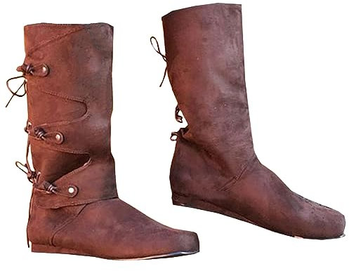 SIULAS Mittelalterliche PU-Leder-Ritterstiefel Herren-Ritterschuhe Renaissance Mittelalterliche Cosplay-Stiefel Retro-Wikinger